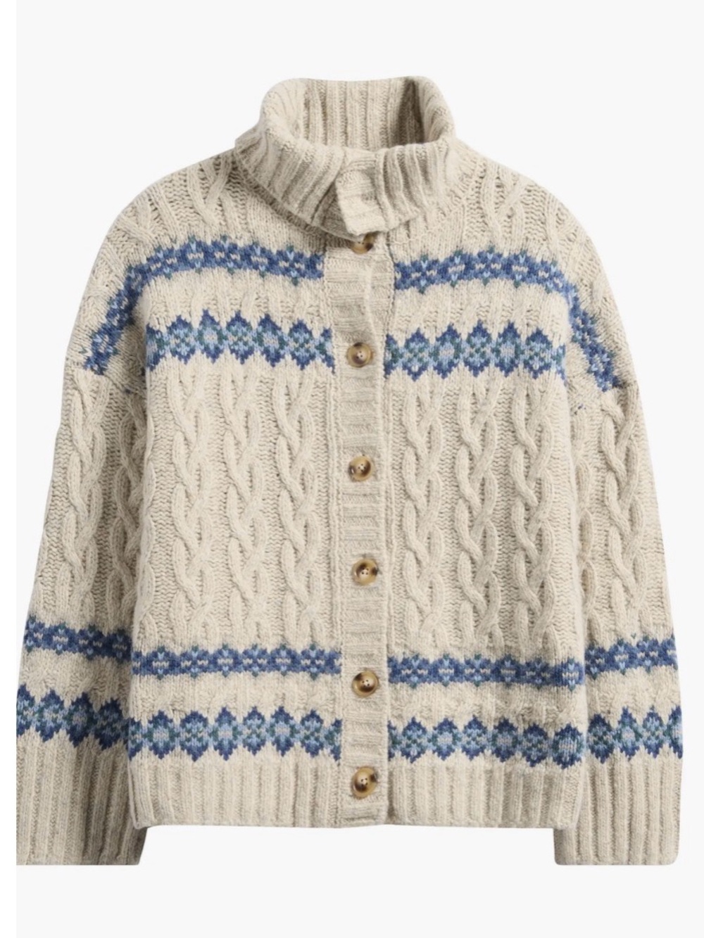 Faherty Brand Women’s Highland Fair Isle Wool Blend Cardigan in Lakeside